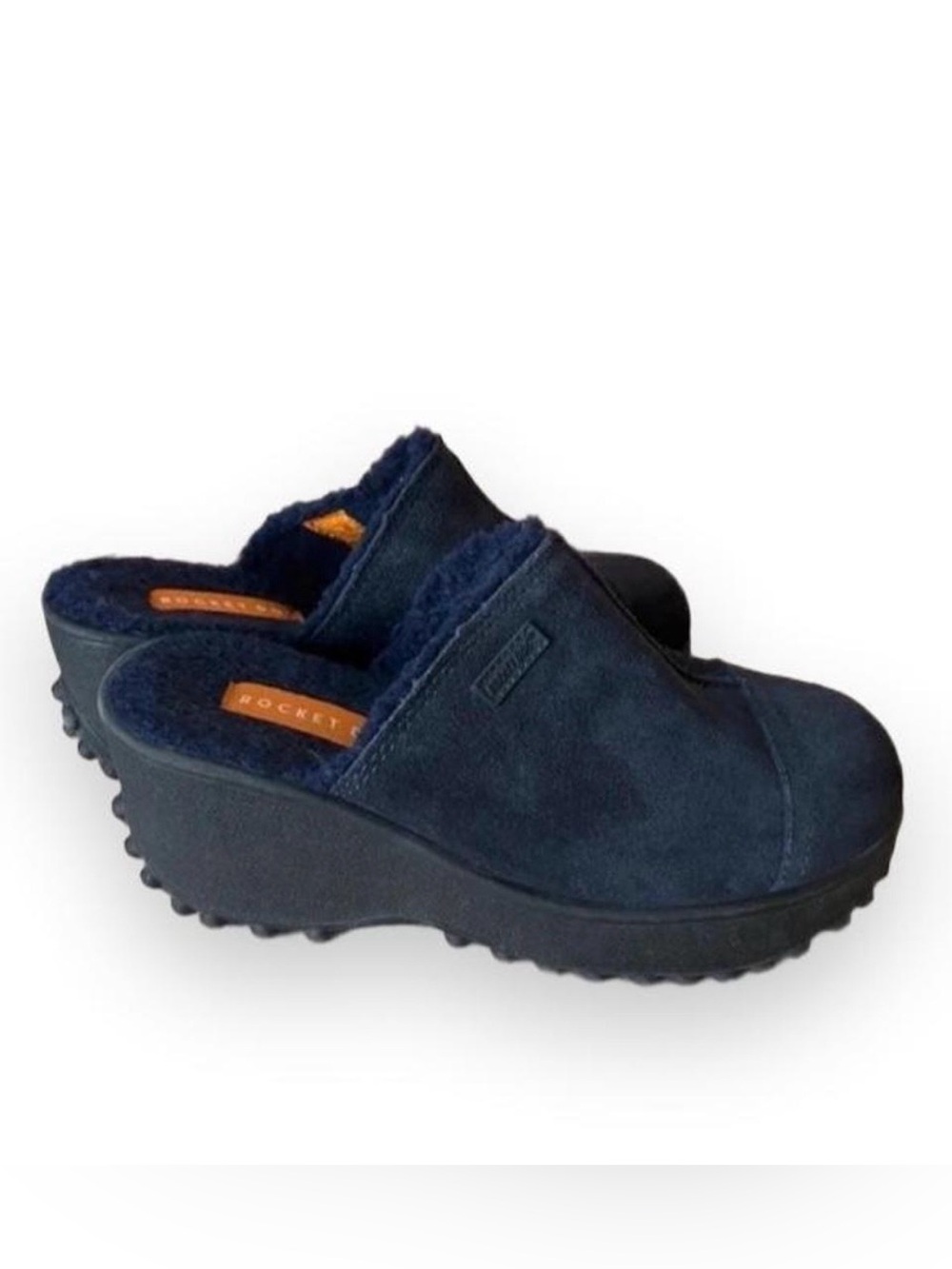 Rocket Dog Navy Suede Wedge Clogs with Cozy Lining
